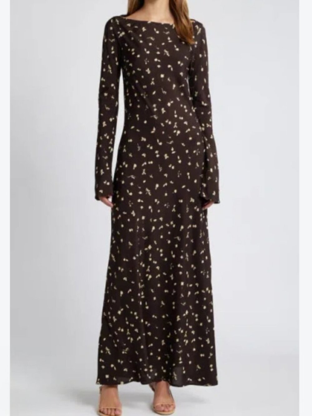Faithfull the Brand Lilou Maxi Dress Clover Brown Size 8 NWT